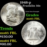 1948-p Franklin Half Dollar 50c Grades GEM FBL