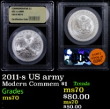 2011-s US army Modern Commem Dollar $1 Graded ms70, Perfection By USCG