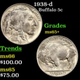 1938-d Buffalo Nickel 5c Grades GEM+ Unc