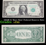 1963B $1 'Barr Note' Federal Reserve Note Grades vf++