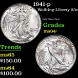 1941-p Walking Liberty Half Dollar 50c Grades Choice+ Unc