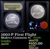 2003-P First Flight Modern Commem Dollar $1 Graded ms70, Perfection By USCG