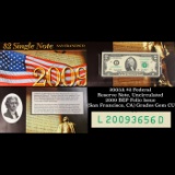 2003A $2 Federal Reserve Note, Uncirculated 2009 BEP Folio Issue (San Francisco, CA) Grades Gem CU