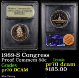 Proof 1989-S Congress Modern Commem Half Dollar 50c Graded GEM++ Proof Deep Cameo By USCG