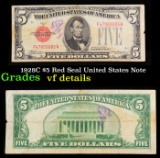 1928C $5 Red Seal United States Note Grades vf details