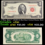 **Star Note** 1953B $2 Red Seal United States Note Grades vf++