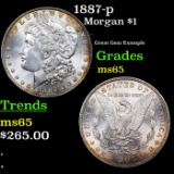 1887-p Morgan Dollar $1 Grades GEM Unc