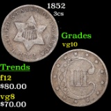 1852 Three Cent Silver 3cs Grades vg+