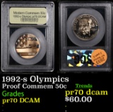 Proof 1992-s Olympics Modern Commem Half Dollar 50c Graded GEM++ Proof Deep Cameo By USCG