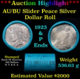 ***Auction Highlight*** AU/BU Slider Bank Of America Peace $1 Roll 1923 & P Ends Virtually UNC (fc)