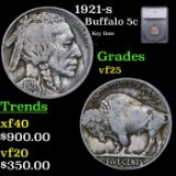 1921-s Buffalo Nickel 5c Graded vf25 By SEGS