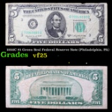1950C $5 Green Seal Federal Reserve Note (Philadelphia, PA) Grades vf+