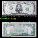 1950C $5 Green Seal Federal Reserve Note (Philadelphia, PA) Grades vf+