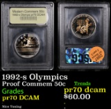 Proof 1992-s Olympics Modern Commem Half Dollar 50c Graded GEM++ Proof Deep Cameo By USCG