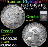 ***Auction Highlight*** 1828 Capped Bust Half Dollar O-109 R3 50c Graded ms63 By SEGS (fc)