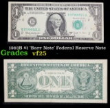 1963B $1 'Barr Note' Federal Reserve Note Grades vf+