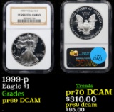 Proof NGC 1999-s Silver Eagle Dollar $1 Graded pr69 DCAM By NGC