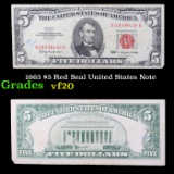 1963 $5 Red Seal United States Note Grades vf, very fine