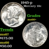 1945-p Mercury Dime 10c Grades GEM++ Unc