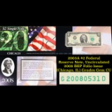 2003A $2 Federal Reserve Note, Uncirculated 2008 BEP Folio Issue (Chicago, IL) Grades Gem CU