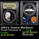 Proof 1993-s James Madison  Modern Commem Dollar $1 Graded GEM++ Proof Deep Cameo By USCG