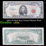 1963 $5 Red Seal United States Note Grades vf+