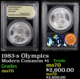 1983-s Olympics Modern Commem Dollar $1 Graded ms70, Perfection By USCG