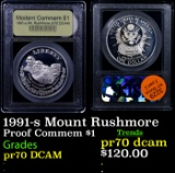 Proof 1991-s Mount Rushmore Modern Commem Dollar $1 Graded GEM++ Proof Deep Cameo By USCG