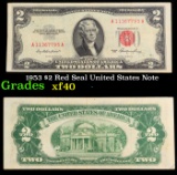 1953 $2 Red Seal United States Note Grades xf