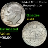 1964-d Roosevelt Dime Mint Error 10c Grades Choice Unc