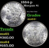 1884-p Morgan Dollar $1 Grades Choice+ Unc