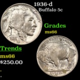 1936-d Buffalo Nickel 5c Grades GEM+ Unc