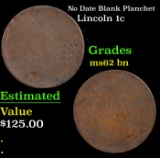 No Date Blank Planchet Lincoln Cent 1c Grades Select Unc BN