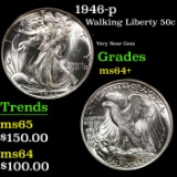 1946-p Walking Liberty Half Dollar 50c Grades Choice+ Unc