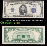 1934D $5 Blue Seal Silver Certificate Grades vf++