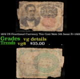 1874 US Fractional Currency Ten Cent Note 5th Issue Fr-1265 Grades vg details