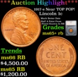 ***Auction Highlight*** 1917-s Lincoln Cent Near TOP POP! 1c Graded ms65+ rb By SEGS (fc)