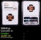 NGC 1964-p Lincoln Cent 1c Graded ms65 rd By NGC