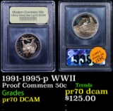 Proof 1991-1995-p WWII Modern Commem Half Dollar 50c Graded GEM++ Proof Deep Cameo By USCG