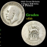 1922 Great Britain 6 Pence KM-815a Grades vf+