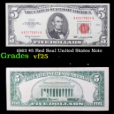 1963 $5 Red Seal United States Note Grades vf+