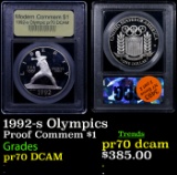 Proof 1992-s Olympics Modern Commem Dollar $1 Graded GEM++ Proof Deep Cameo By USCG