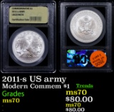 2011-s US army Modern Commem Dollar $1 Graded ms70, Perfection By USCG