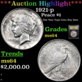 ***Auction Highlight*** 1921-p Peace Dollar $1 Graded Choice Unc By USCG (fc)