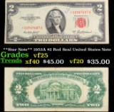 **Star Note** 1953A $2 Red Seal United States Note Grades vf+