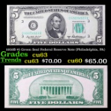 1950B $5 Green Seal Federal Reserve Note (Philadelphia, PA) Grades Select CU