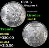 1881-p Morgan Dollar $1 Grades Choice+ Unc