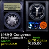 Proof 1989-S Congress Modern Commem Dollar $1 Graded GEM++ Proof Deep Cameo By USCG