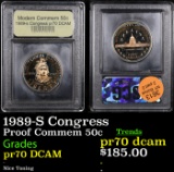 Proof 1989-S Congress Modern Commem Half Dollar 50c Graded GEM++ Proof Deep Cameo By USCG