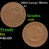 1864 Large Motto Two Cent Piece 2c Grades vg+